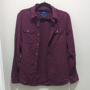 Apt. 9 Burgundy Button-Up Slim Fit Medium Shirt
